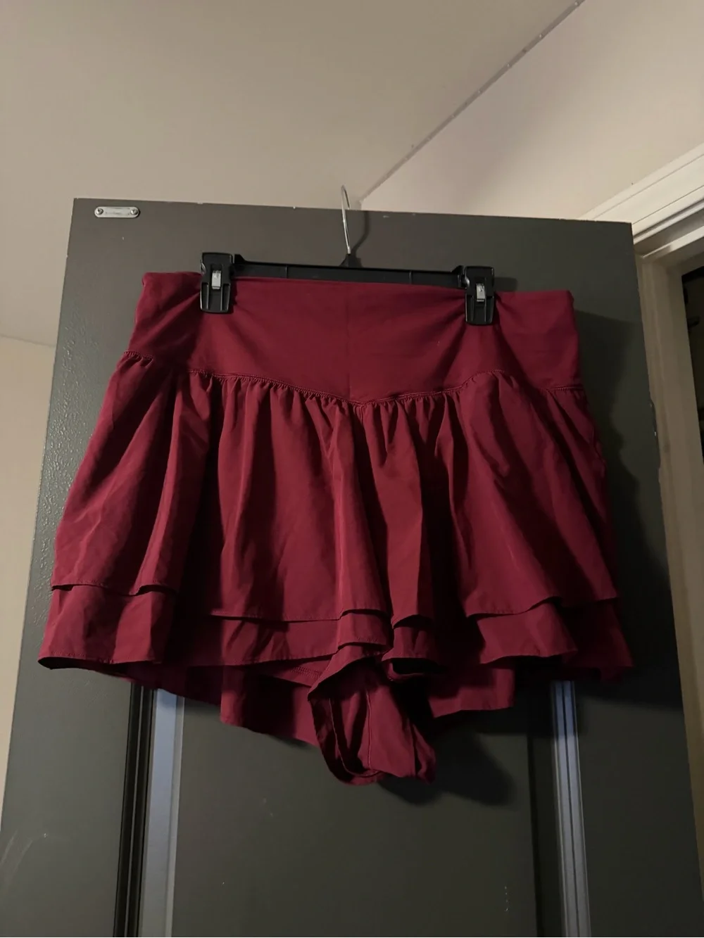 aerie Burgundy Ruffled Skort with Built-In Shorts